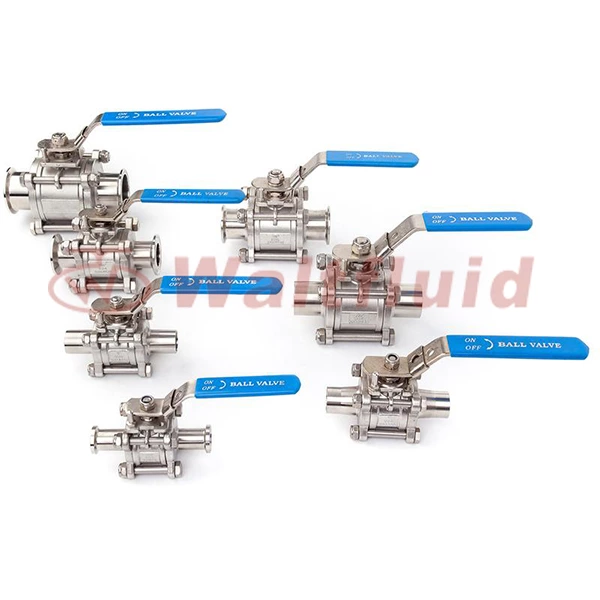 Stainless Steel Sanitary Hygienic Tri Clamp 3-piece Ball Valves