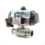 Sanitary Stainless Steel Pneumatic 3-Way Ball Valve With Solenoid Valve