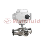 Sanitary Stainless Steel Pneumatic Electric Actuator Three Way Ball Valve