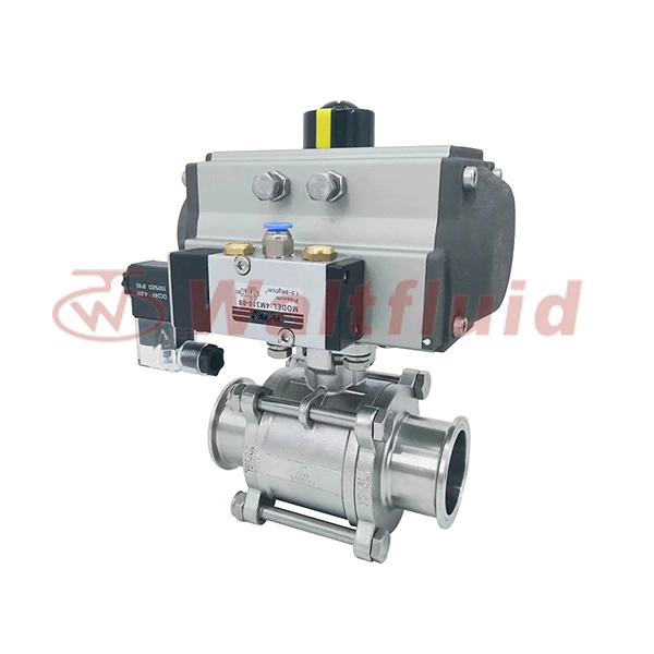 Sanitary Stainless Steel Pneumatic Encapsulated Welded Three Pieces Ball Valve